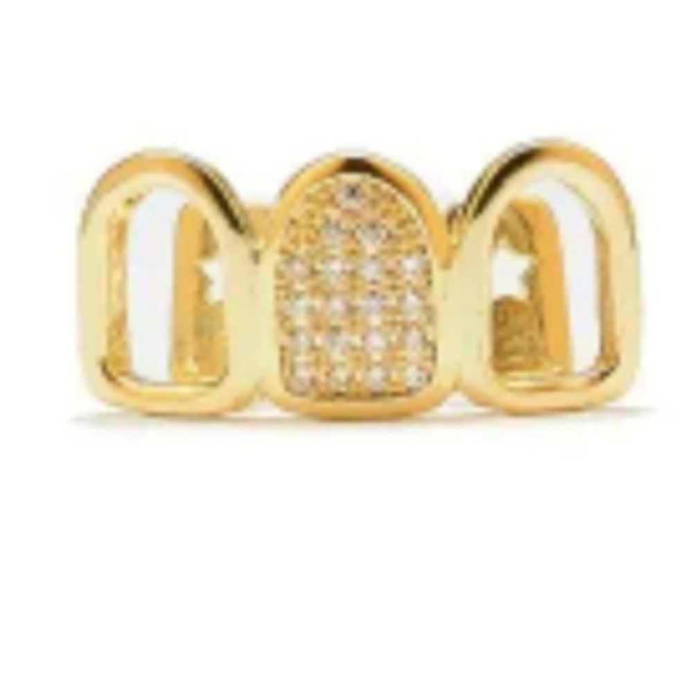 Golden Hip Hop 3 Row Blinged Out Grillz